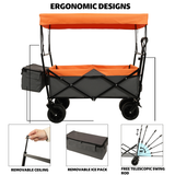 Collapsible Camping Wagon with Canopy – 480 lb, 7 in All-Terrain Wheels