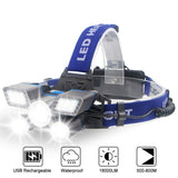 Rechargeable LED Head Torch with Red and Blue Warning Modes