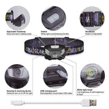 USB Rechargeable Motion Sensor Head Torch with Three Modes