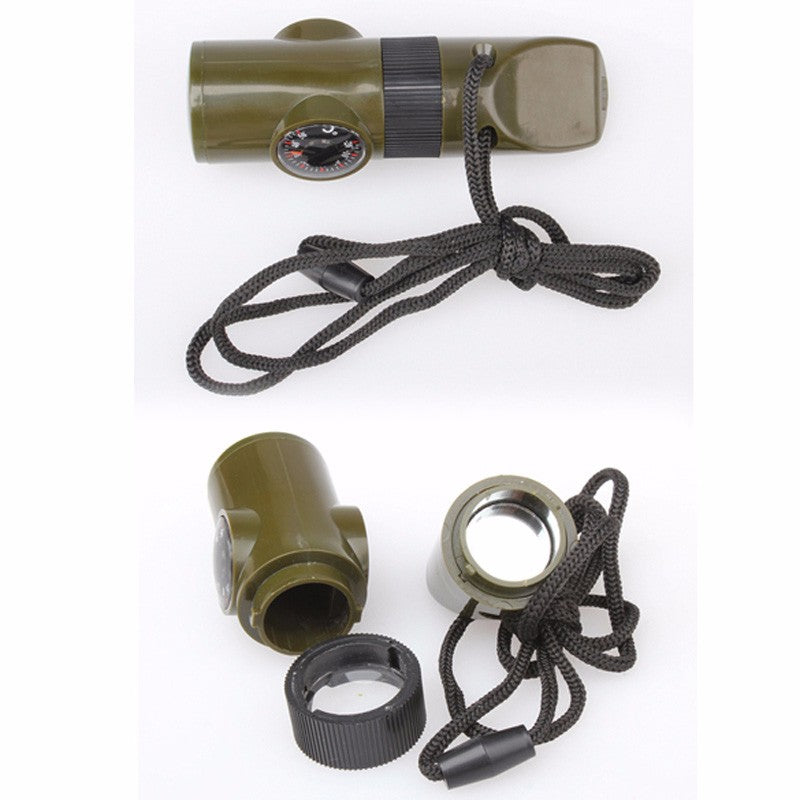 Seven-In-One Survival Whistle with Compass and Torch