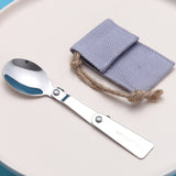 Folding Camping Spoon and Fork in Stainless Steel