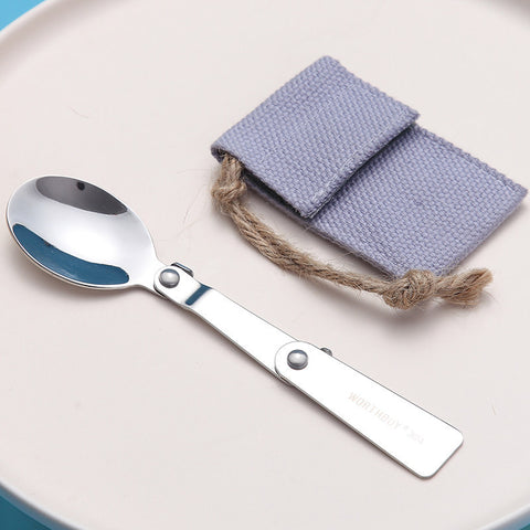 Folding Camping Spoon and Fork in Stainless Steel