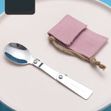Folding Camping Spoon and Fork in Stainless Steel