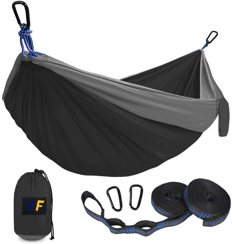 Parachute Nylon Camping Hammock with Carabiners & Tree Straps
