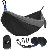 Parachute Nylon Camping Hammock with Carabiners & Tree Straps