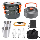 Portable Aluminium Camping Cookware Set with 1.1L Teapot