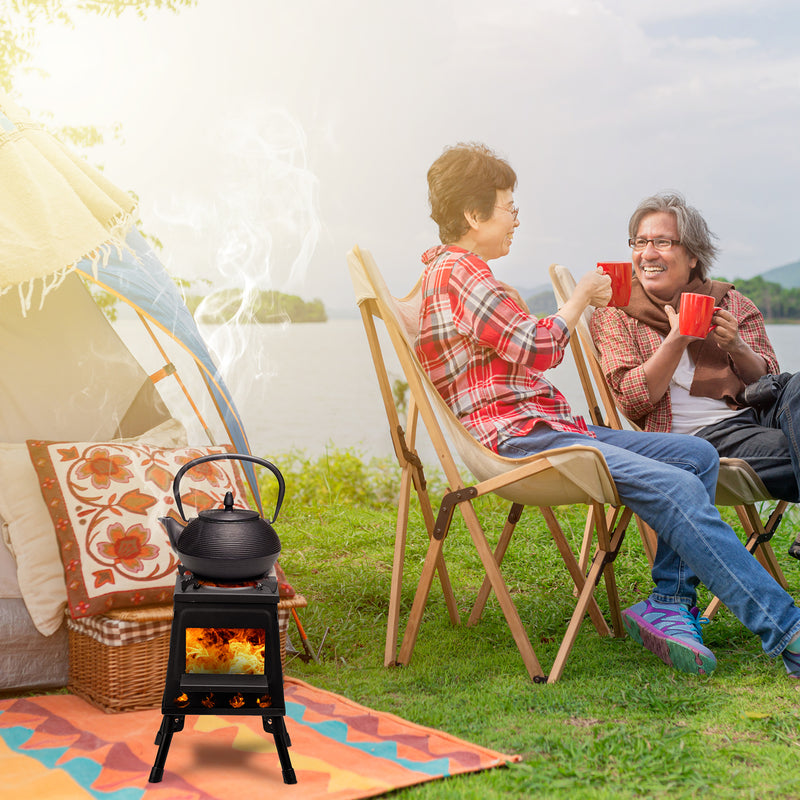 Portable Wood-Burning Camp Stove – Detachable Wrought Iron Panels