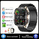 2024 New Rugged Military Fitness Smart Watch Men For Android 3ATM Waterproof Sport AI Voice Calling Outdoor