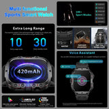 2024 New Rugged Military Fitness Smart Watch Men For Android 3ATM Waterproof Sport AI Voice Calling Outdoor