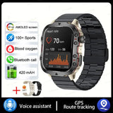 2024 New Rugged Military Fitness Smart Watch Men For Android 3ATM Waterproof Sport AI Voice Calling Outdoor