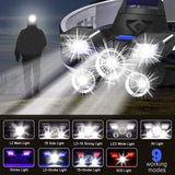 Rechargeable LED Head Torch with Red and Blue Warning Modes