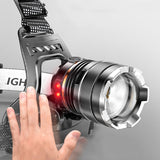 Rechargeable Long-Range LED Head Torch, 20 W, 200–500 m Beam