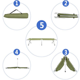 Folding Aluminium Camp Cot with Carry Bag – Army Green