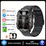 2024 New Rugged Military Fitness Smart Watch Men For Android 3ATM Waterproof Sport AI Voice Calling Outdoor