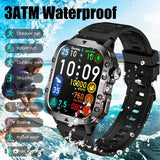 2024 New Rugged Military Fitness Smart Watch Men For Android 3ATM Waterproof Sport AI Voice Calling Outdoor