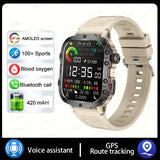 2024 New Rugged Military Fitness Smart Watch Men For Android 3ATM Waterproof Sport AI Voice Calling Outdoor