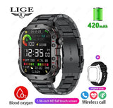 2024 New Rugged Military Fitness Smart Watch Men For Android 3ATM Waterproof Sport AI Voice Calling Outdoor