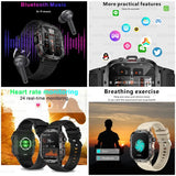 2024 New Rugged Military Fitness Smart Watch Men For Android 3ATM Waterproof Sport AI Voice Calling Outdoor