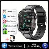 2024 New Rugged Military Fitness Smart Watch Men For Android 3ATM Waterproof Sport AI Voice Calling Outdoor