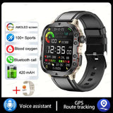 2024 New Rugged Military Fitness Smart Watch Men For Android 3ATM Waterproof Sport AI Voice Calling Outdoor