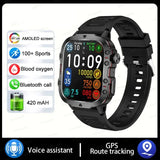 2024 New Rugged Military Fitness Smart Watch Men For Android 3ATM Waterproof Sport AI Voice Calling Outdoor