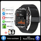 2024 New Rugged Military Fitness Smart Watch Men For Android 3ATM Waterproof Sport AI Voice Calling Outdoor