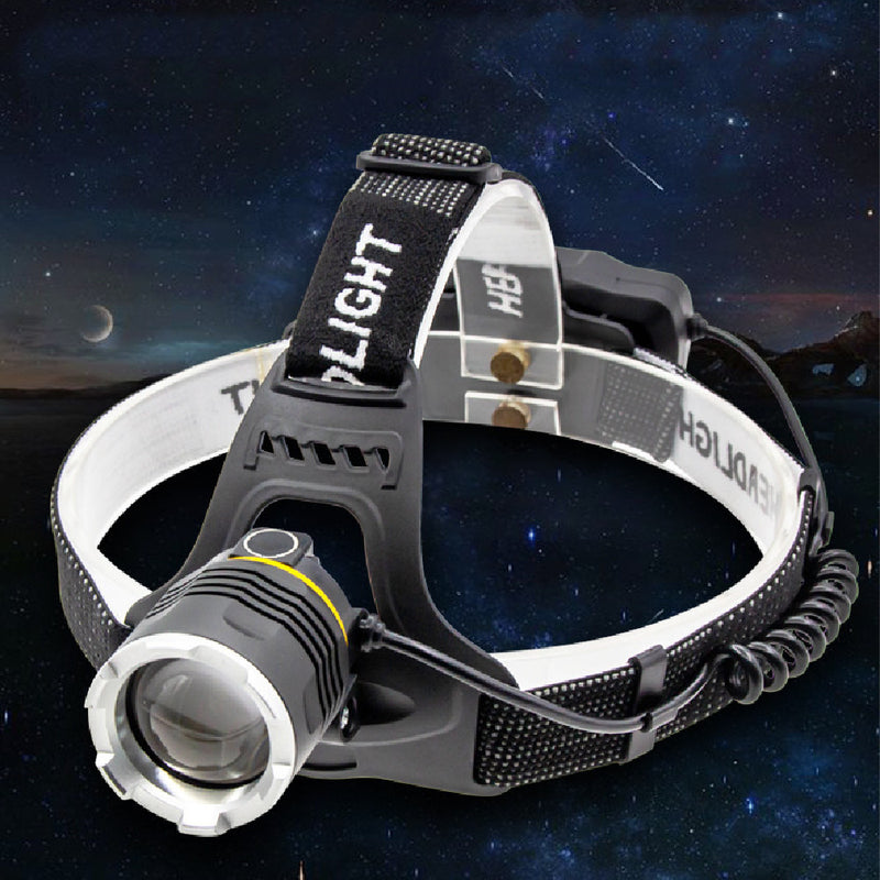 Rechargeable Long-Range LED Head Torch, 20 W, 200–500 m Beam