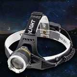 Rechargeable Long-Range LED Head Torch, 20 W, 200–500 m Beam