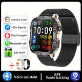 2024 New Rugged Military Fitness Smart Watch Men For Android 3ATM Waterproof Sport AI Voice Calling Outdoor