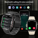 2024 New Rugged Military Fitness Smart Watch Men For Android 3ATM Waterproof Sport AI Voice Calling Outdoor