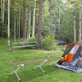 Folding Aluminium Camp Cot with Carry Bag – Army Green
