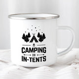 White Enamel Campfire Mug 10oz - Camping Is In-tents